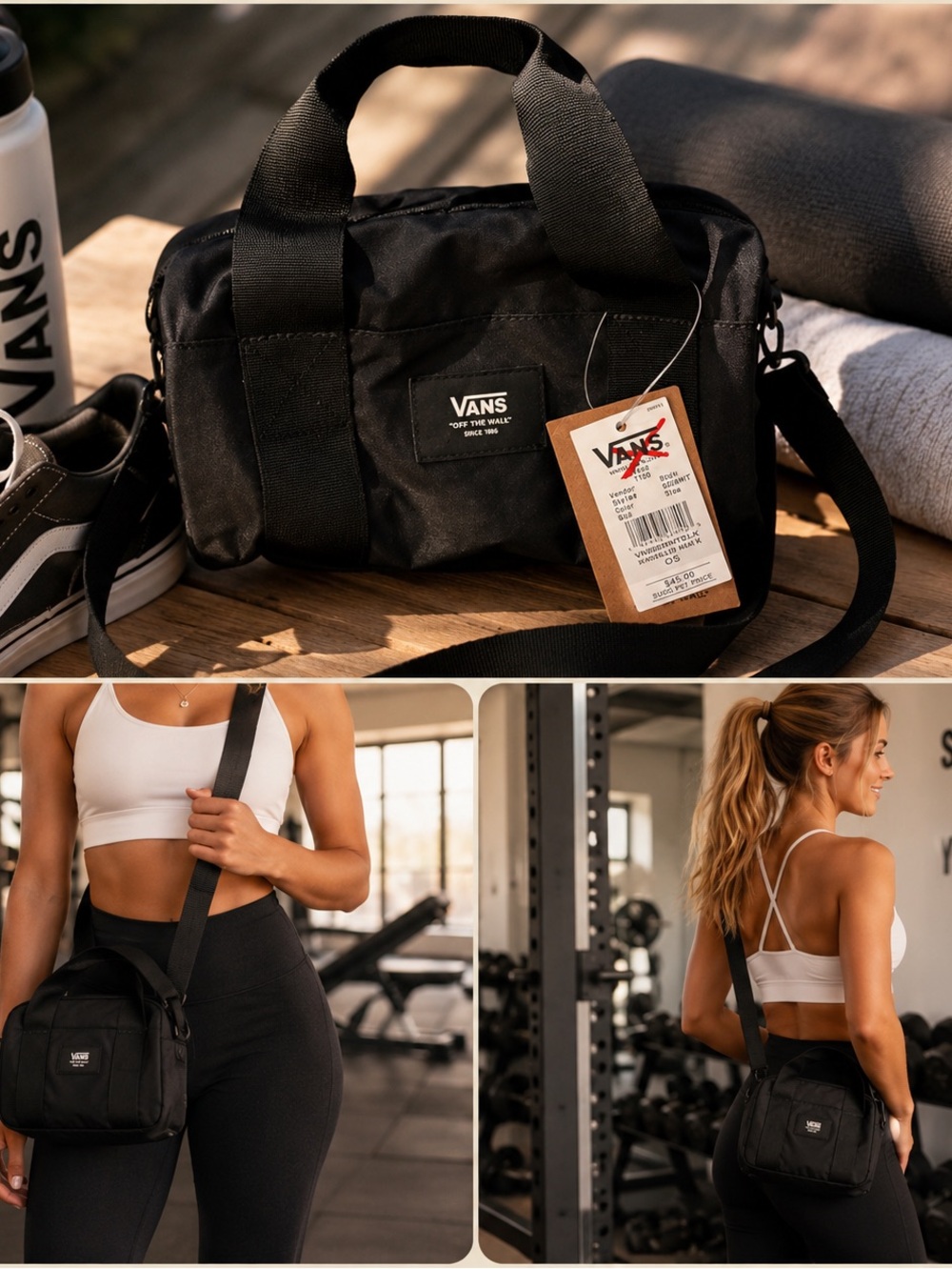 Vans Black Compact Crossbody Bag with Top Handles